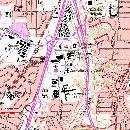 Topographic Map of Rady Childrens Convalescent Hospital, CA