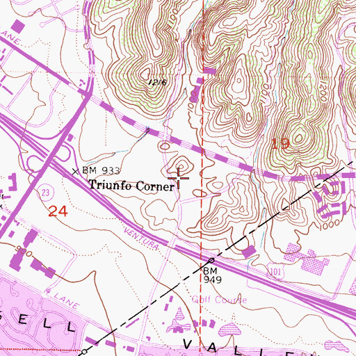 Topographic Map of Los Robles Hospital and Medical Center, CA