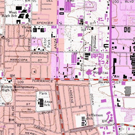 Topographic Map of Little Company of Mary Transitional Care Center, CA