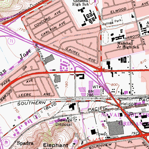 Topographic Map of American Recovery Center Rehabilitation Hospital, CA