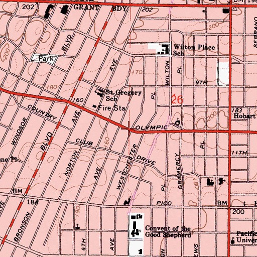 Topographic Map of Alcott Rehabilitation Hospital, CA