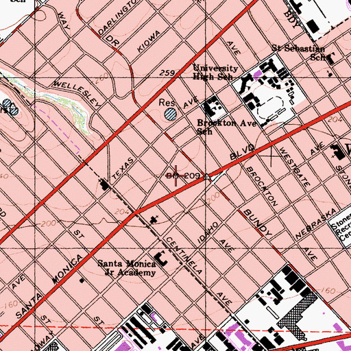 Topographic Map of Country Villa Westwood Convalescent Hospital, CA