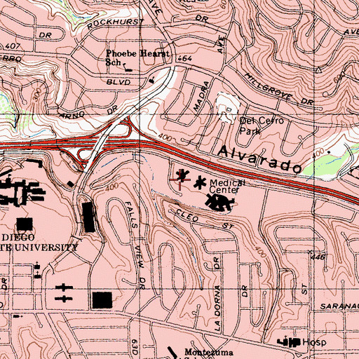 Topographic Map of University of California San Diego Medical Center Child and Adolescent Psychotherapy, CA