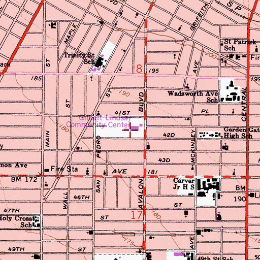 Topographic Map of Kedren Community Mental Health Center, CA