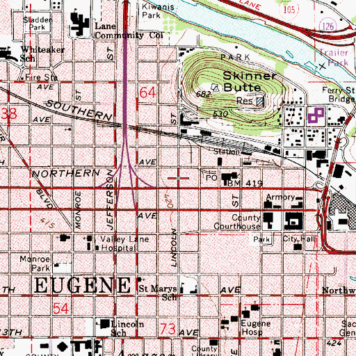 Topographic Map of Lord Leebrick Theatre Company, OR