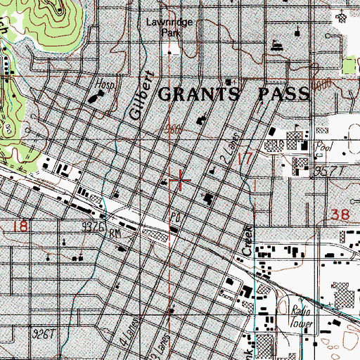 Topographic Map of Josphine County Circuit Courthouse, OR