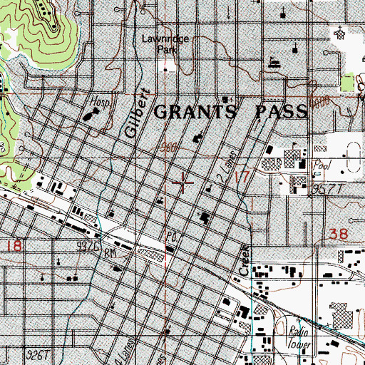 Topographic Map of Grants Pass City Hall, OR