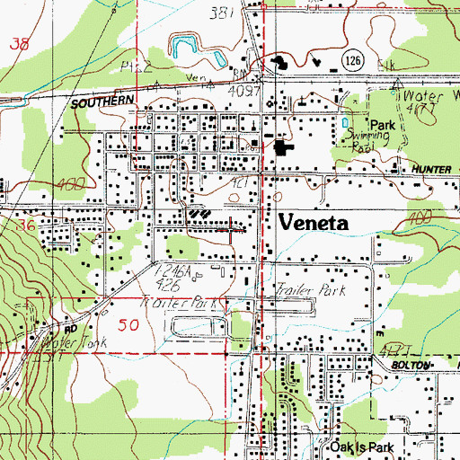 Topographic Map of Fern Ridge Library, OR