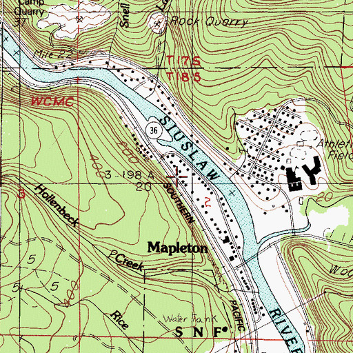 Topographic Map of Siuslaw Public Library Mapleton Branch, OR