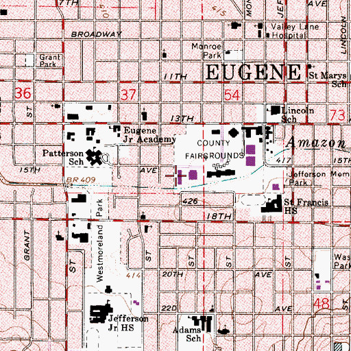 Topographic Map of Lane Events Center Ice Center, OR