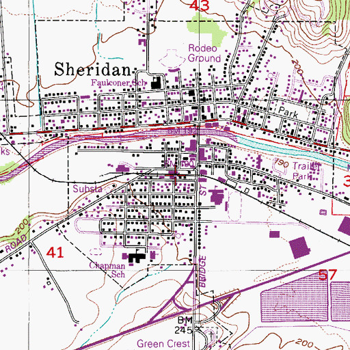 Topographic Map of Sheridan Municipal Courthouse, OR