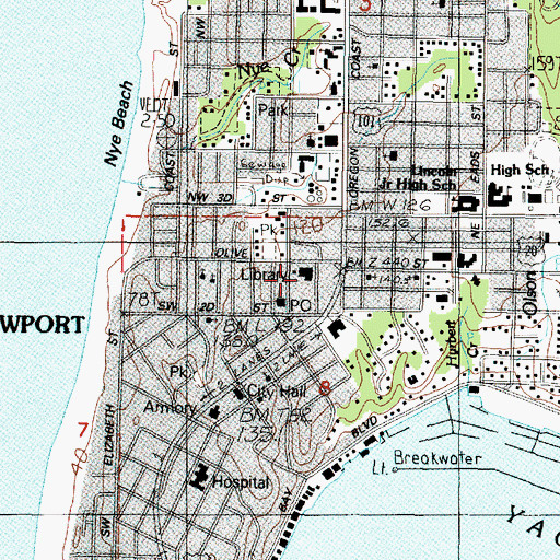 Topographic Map of Lincoln County Courthouse, OR