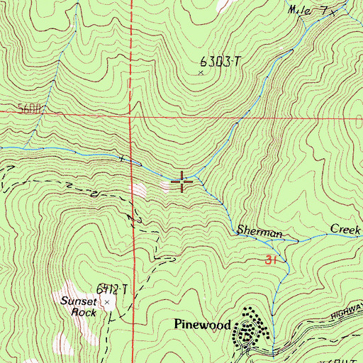 Topographic Map of Sherman Creek, CA