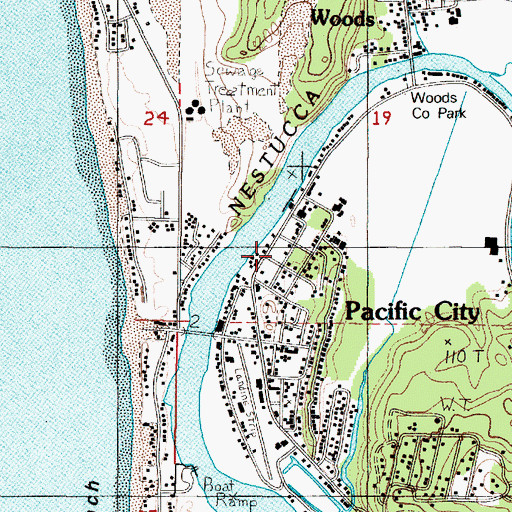 Topographic Map of South Tillamook County Branch Library, OR