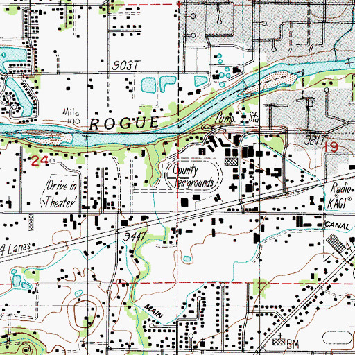 Topographic Map of Josephine County Fairgrounds Racetrack, OR