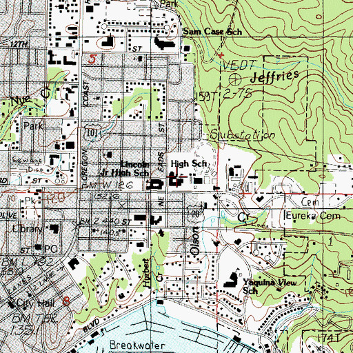 Topographic Map of Lincoln County Rodeo and Fairgrounds, OR