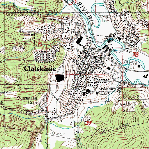 Topographic Map of Clatskanie - Vernonia Justice Court, OR