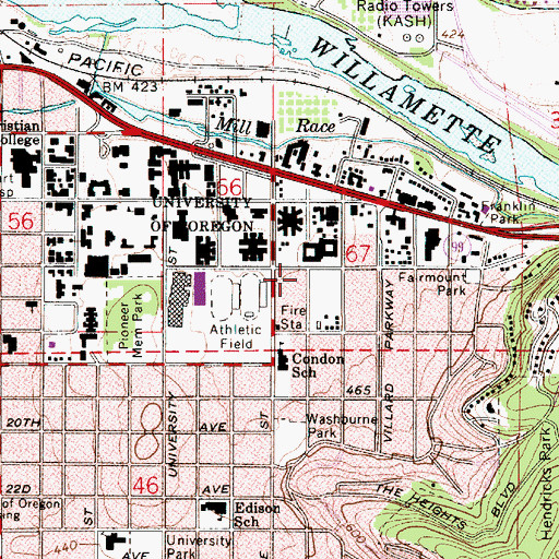 Topographic Map of Museum of Natural and Cultural History, OR