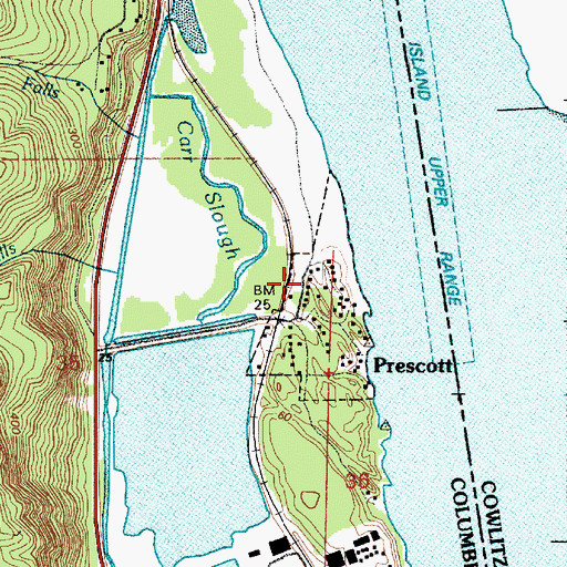 Topographic Map of Prescott City Hall, OR