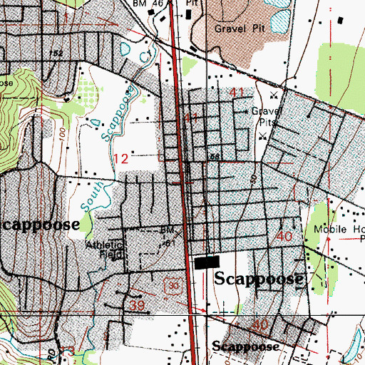 Topographic Map of Scappoose Public Library, OR