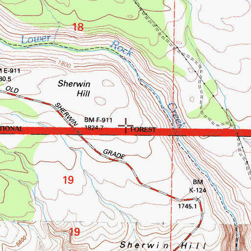 Topographic Map of Sherwin Hill, CA