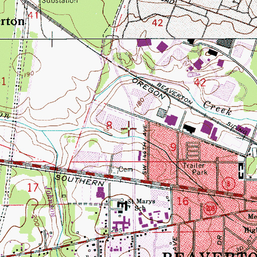 Topographic Map of Washington County Justice Court, OR