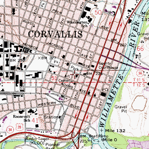Topographic Map of Corvallis City Hall, OR