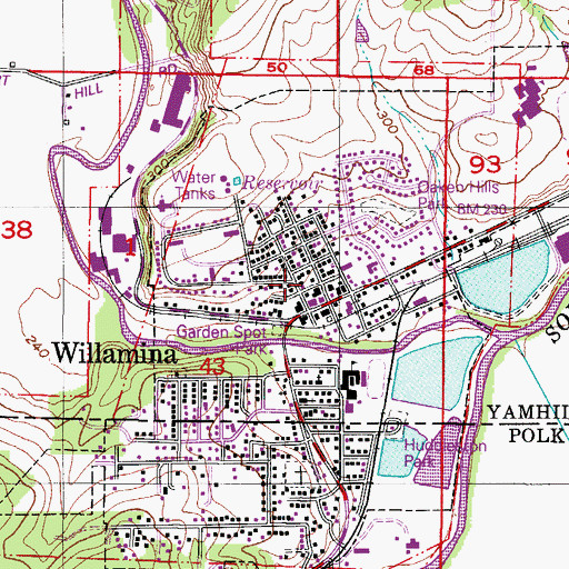 Topographic Map of Willamina City Hall, OR