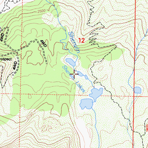 Topographic Map of Sherwin Lakes, CA