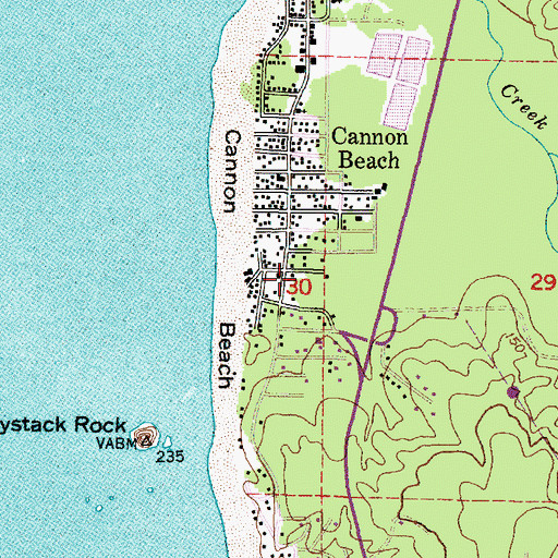 Topographic Map of Cannon Beach City Hall, OR