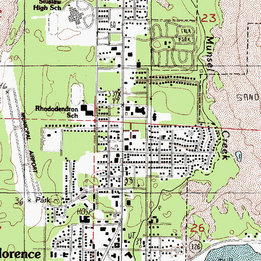 Topographic Map of Department of Motor Vehicles Florence, OR