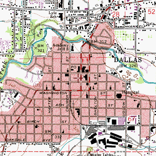 Topographic Map of Polk County Courthouse, OR