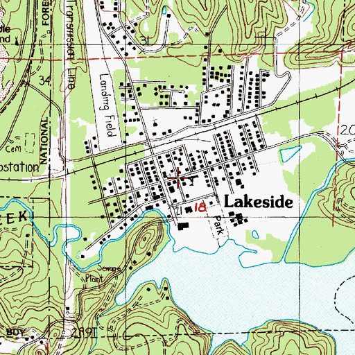 Topographic Map of Lakeside City Hall, OR