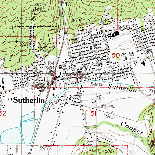 Topographic Map of Sutherlin Municipal Court, OR