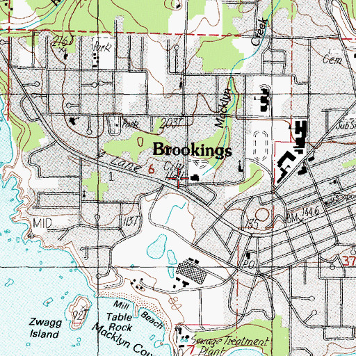 Topographic Map of Brookings Municipal Court, OR