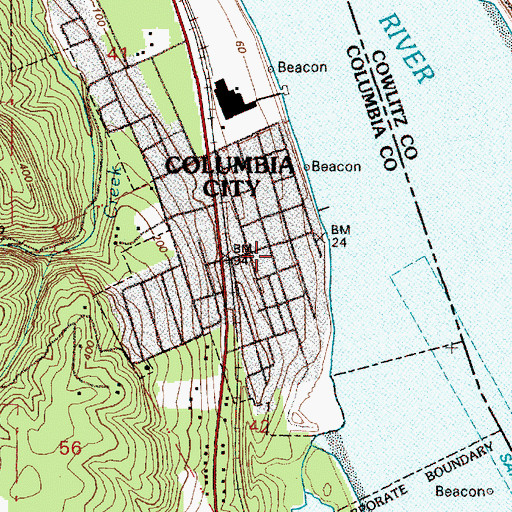 Topographic Map of Columbia City City Hall, OR