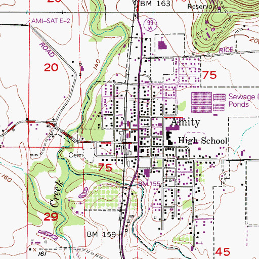 Topographic Map of Amity City Hall, OR
