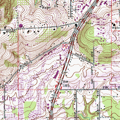 Topographic Map of King City Municipal Court, OR