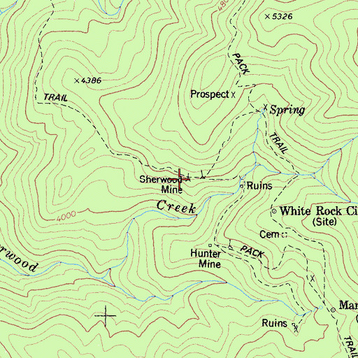 Topographic Map of Sherwood Mine, CA