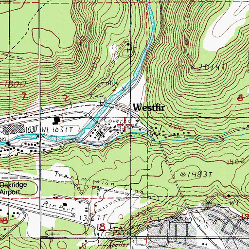 Topographic Map of Westfir City Hall, OR