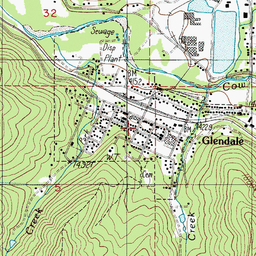 Topographic Map of Glendale City Hall, OR