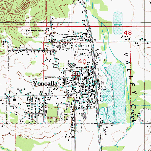 Topographic Map of Yoncalla Branch Library, OR