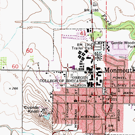 Topographic Map of Western Oregon University New Physical Education Building, OR