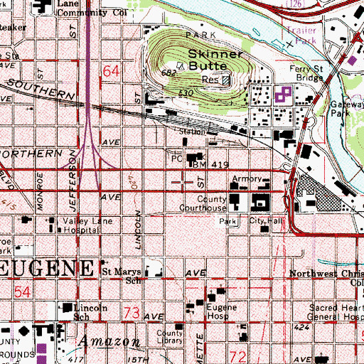 Topographic Map of Hult Center, OR