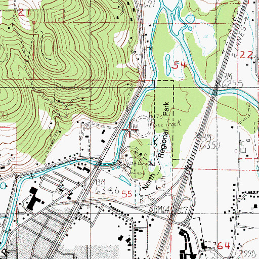 Topographic Map of Cottage Grove Riverside Speedway, OR