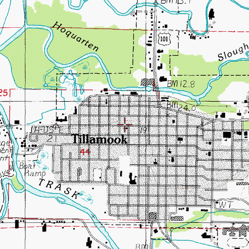 Topographic Map of Tillamook Main Library, OR