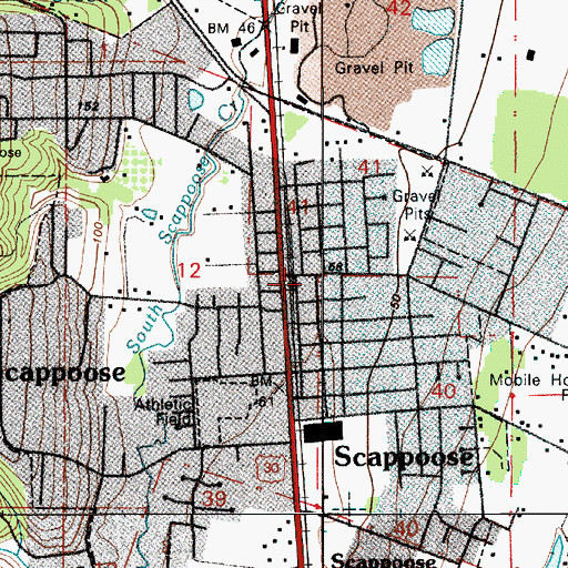 Topographic Map of Scappoose City Hall, OR