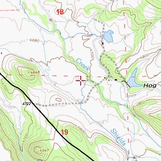 Topographic Map of Shields Creek, CA