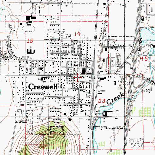 Topographic Map of Creswell City Hall, OR