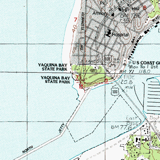 Topographic Map of Yaquina Bay Lighthouse, OR